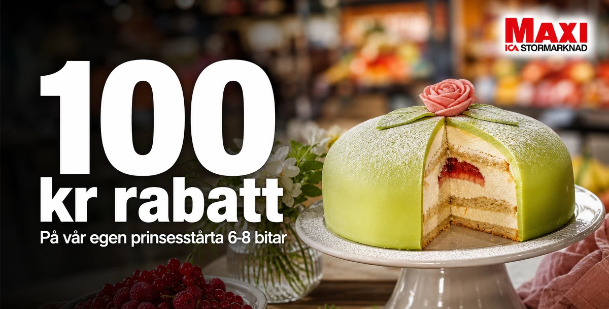 ICA Maxi Bromma – 100 kr rabatt – På vår egen prinsesstårta 6-8 bitar