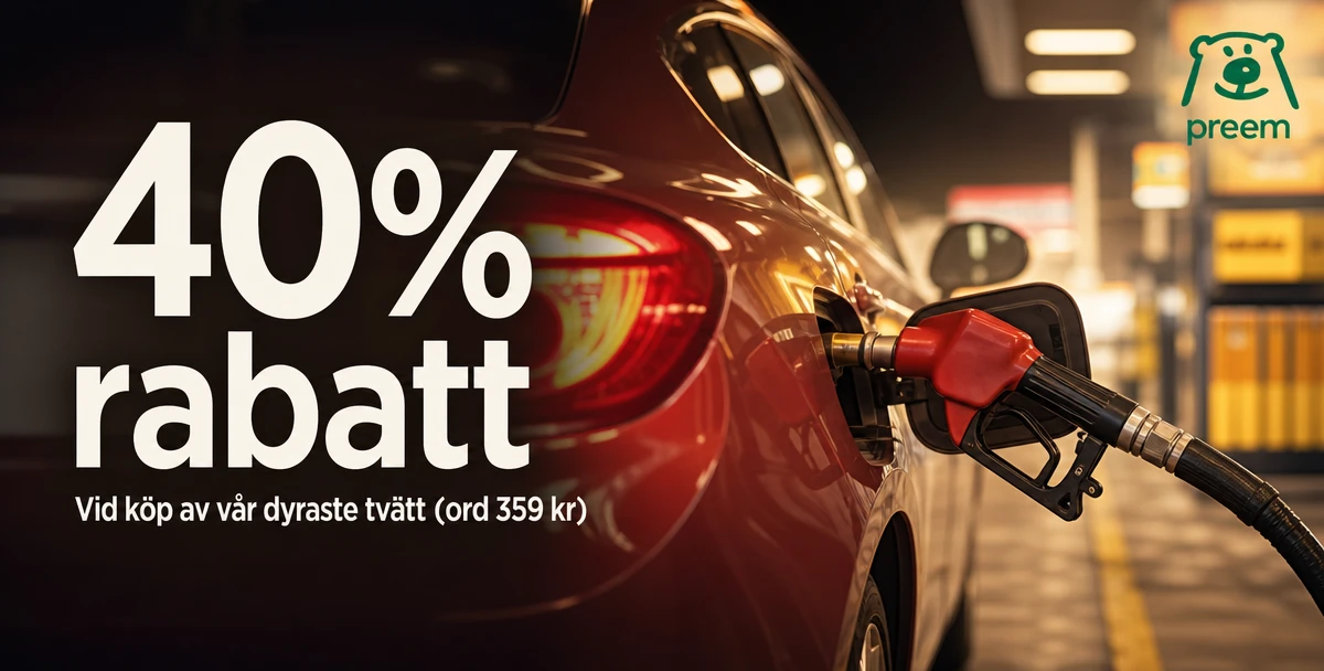 Preem – 40% rabatt – Vid köp av vår dyraste tvätt (ord 359 kr)