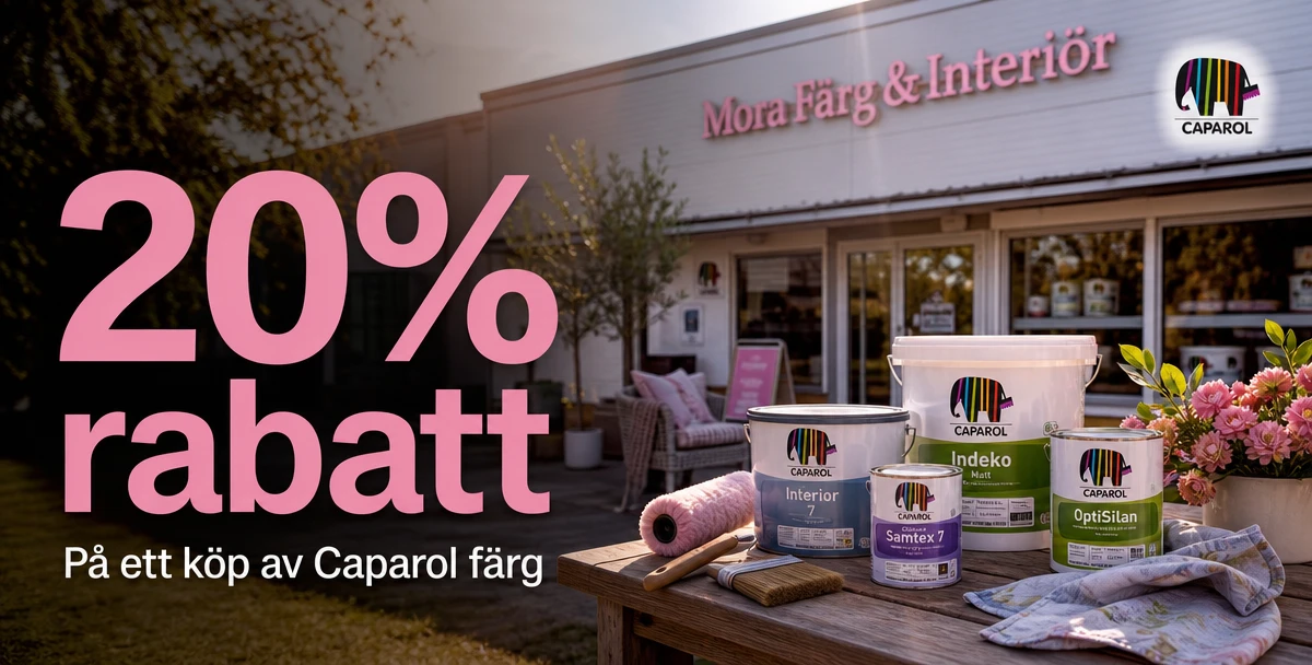 Mora Färg & Interiör AB – 20% rabatt – På ett köp av Caparol färg
