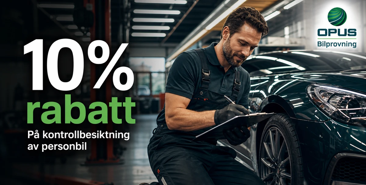 Opus Bilprovning – 10% rabatt – På kontrollbesiktning av personbil