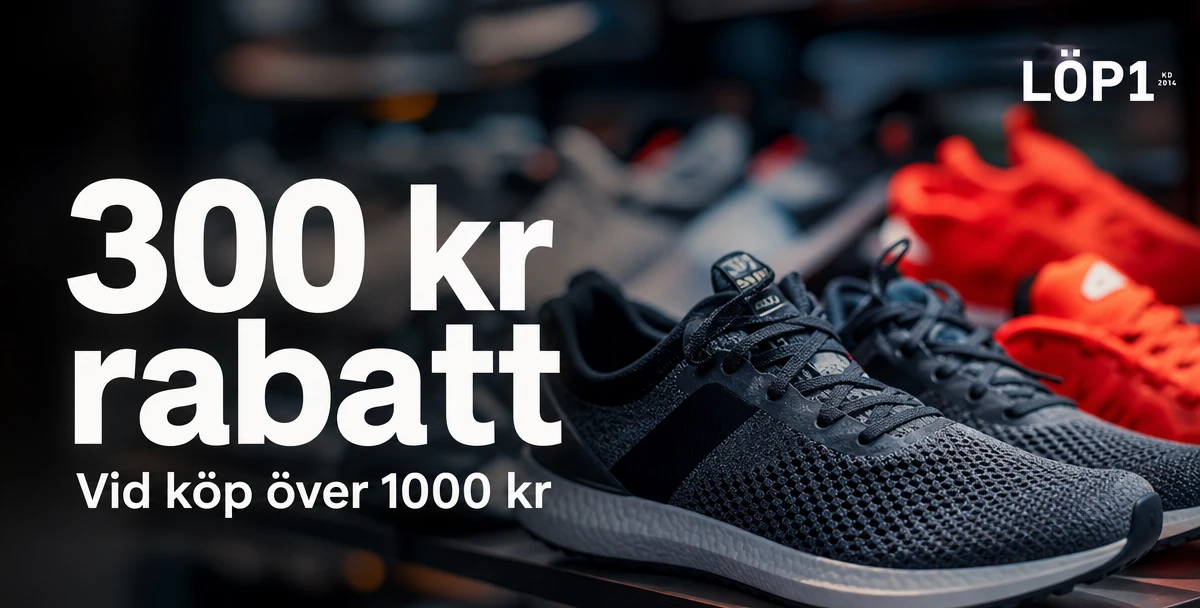 Löp1 – 300 kr rabatt – Vid köp över 1000 kr