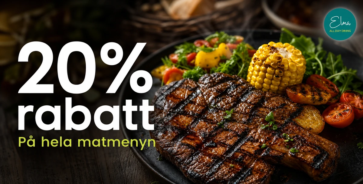 Elma All Day Dining – 20% rabatt – På hela matmenyn