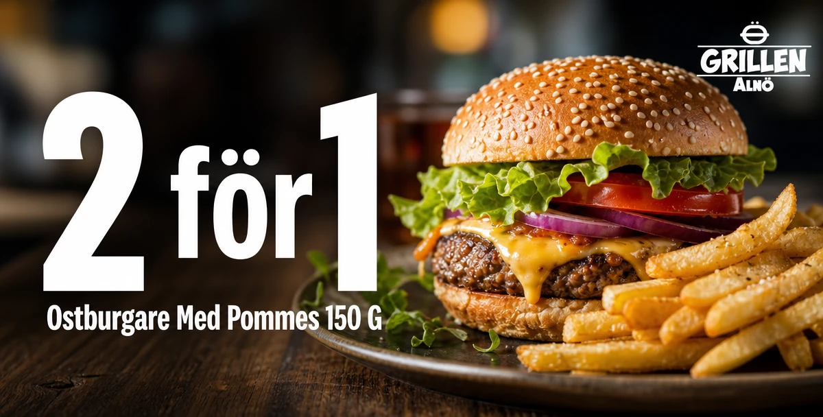 Ö-Grillen – 2 för 1 – Ostburgare Med Pommes 150 G