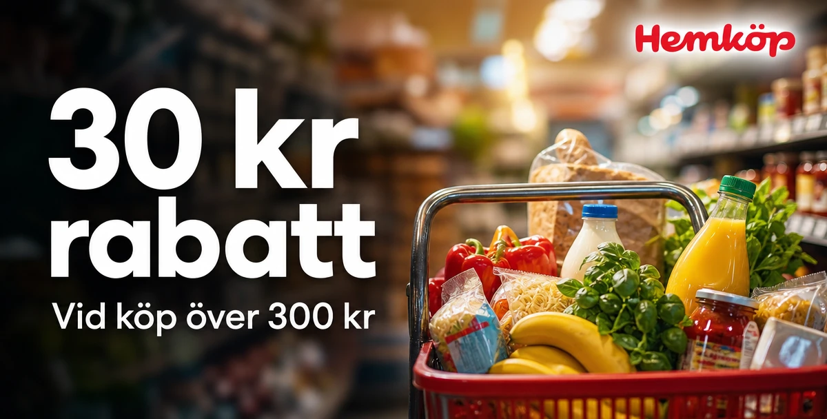 Hemköp Falun – 30 kr rabatt – Vid köp över 300 kr