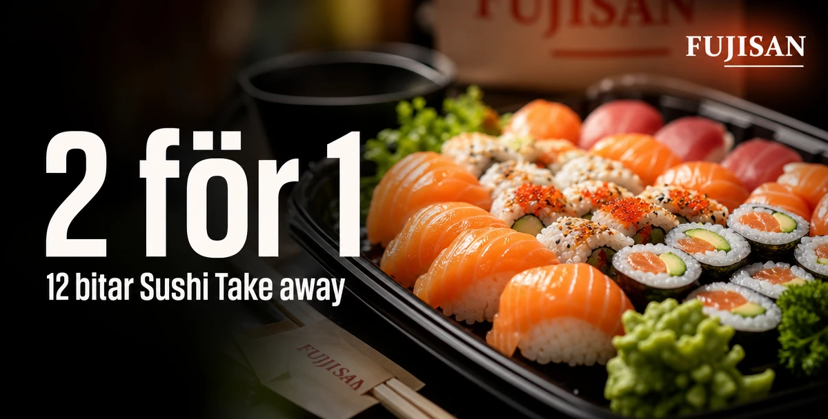 Fujisan Sushi – 2 för 1 – 12 bitar Sushi Take away