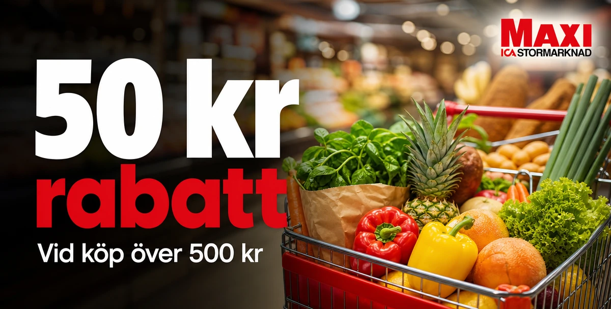 ICA Maxi Brynäs – 50 kr rabatt – Vid köp över 500 kr
