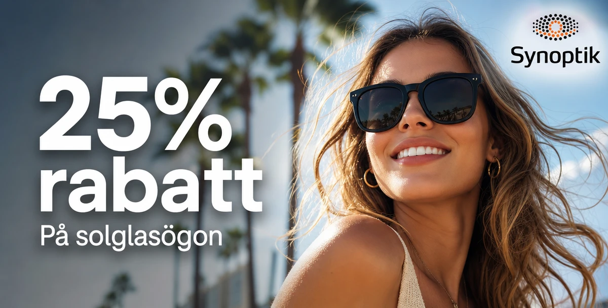 Optiker Synoptik – 25% rabatt – På solglasögon