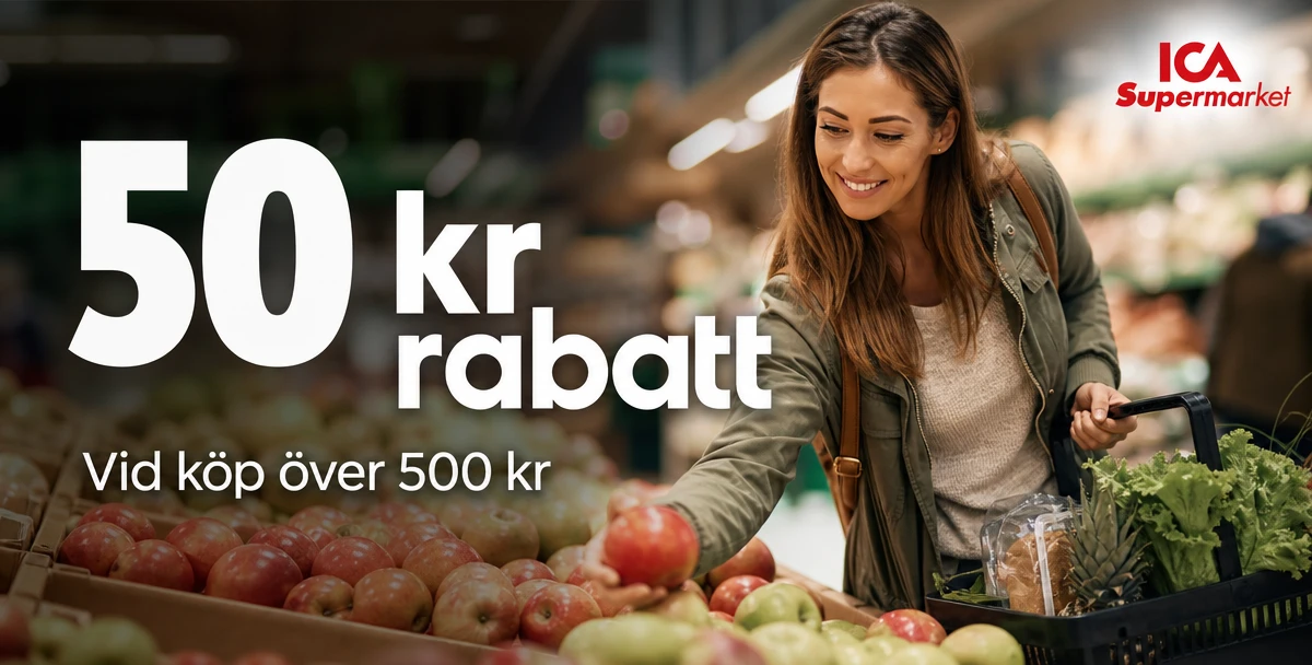 ICA Supermarket Mora – 50 kr rabatt – Vid köp över 500 kr