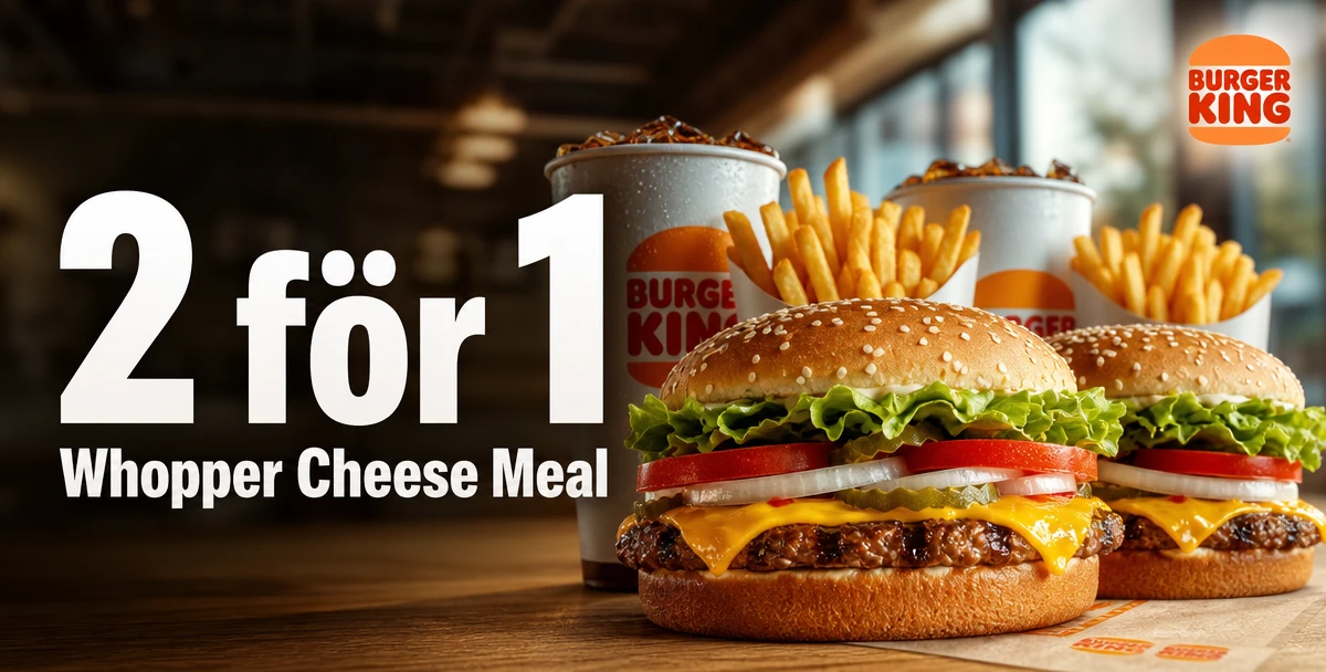 Burger King – 2 för 1 – Whopper Cheese Meal