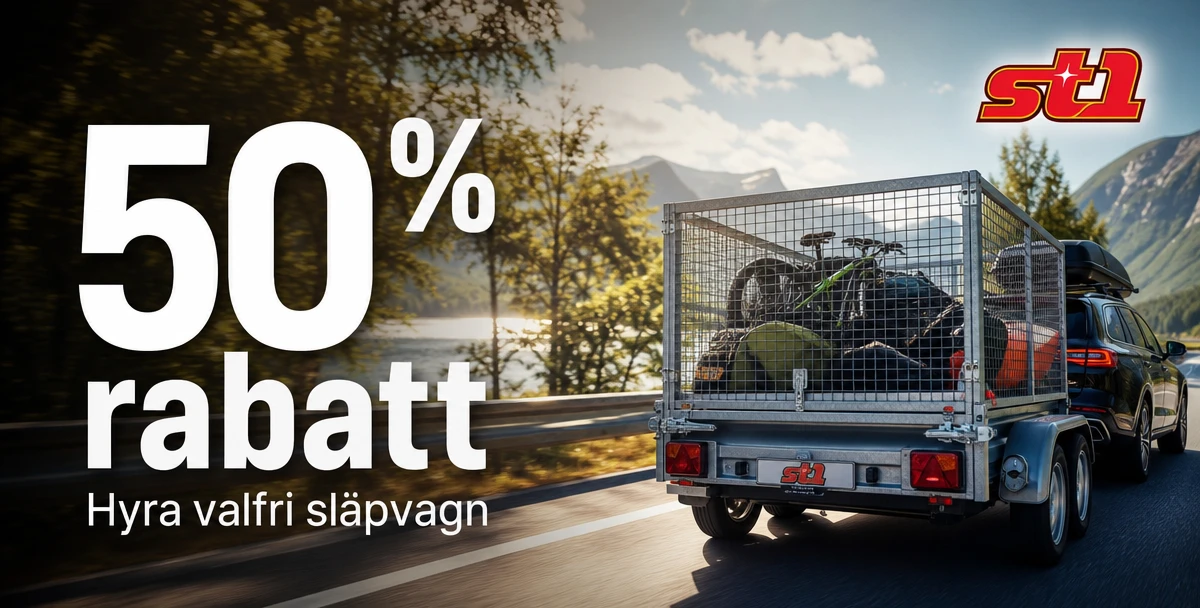 ST1 – 50% rabatt – Hyra valfri släpvagn