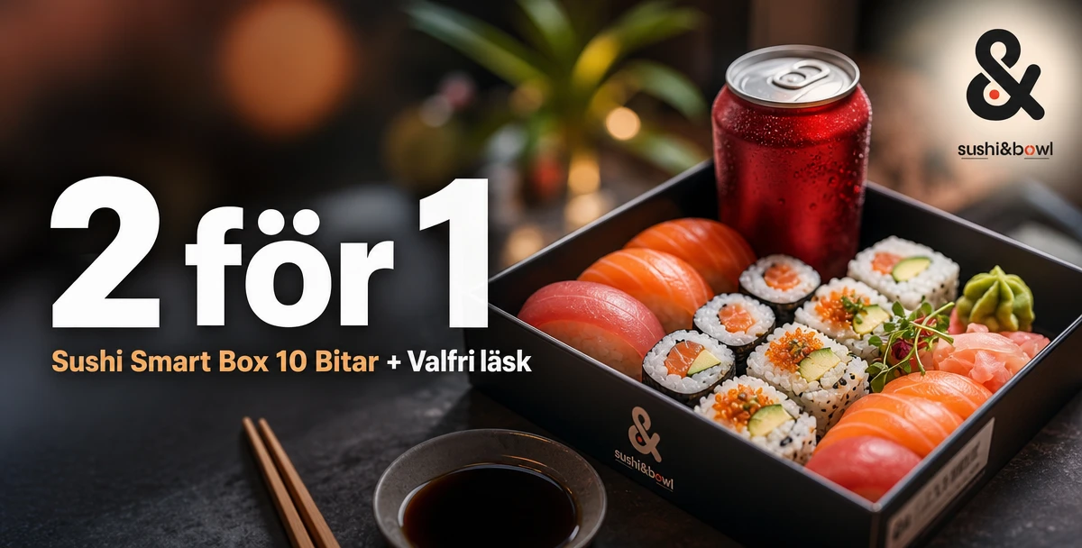 Sushi & Bowl – 2 för 1 – Sushi Smart Box 10 Bitar + Valfri läsk