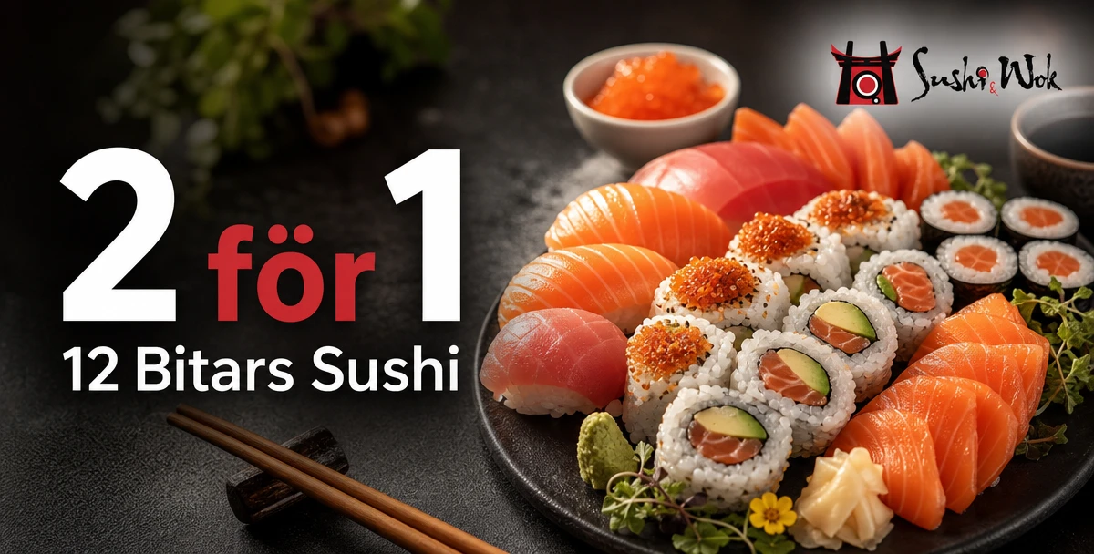 Toko Sushi & Wok Restaurang – 2 för 1 – 12 Bitars Sushi