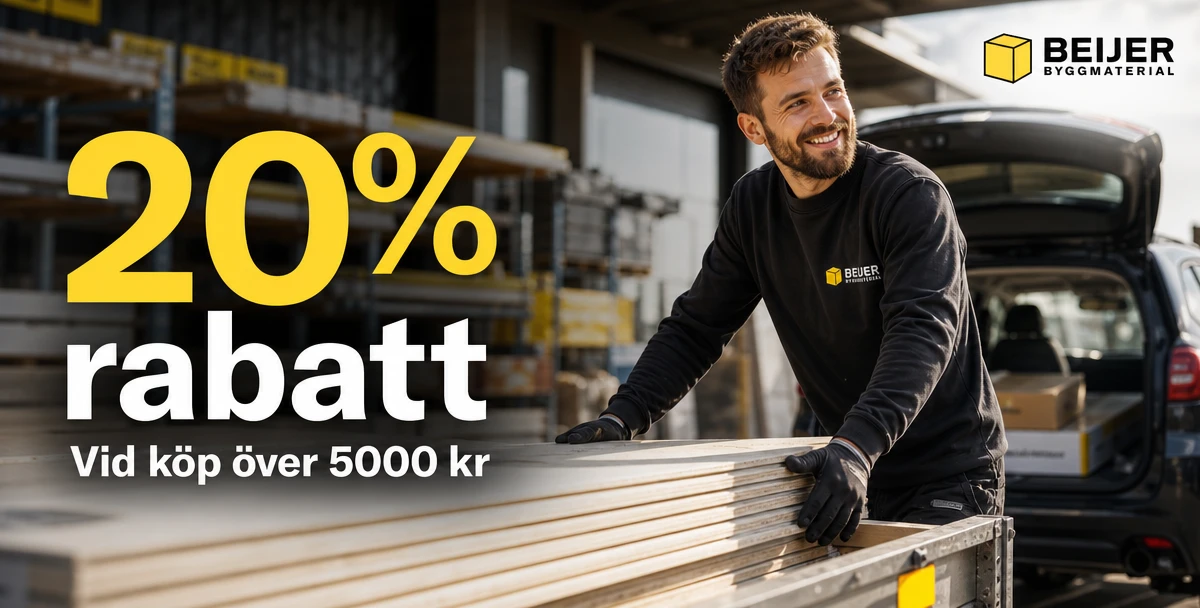 Beijer Byggmaterial – 20% rabatt – Vid köp över 5000 kr