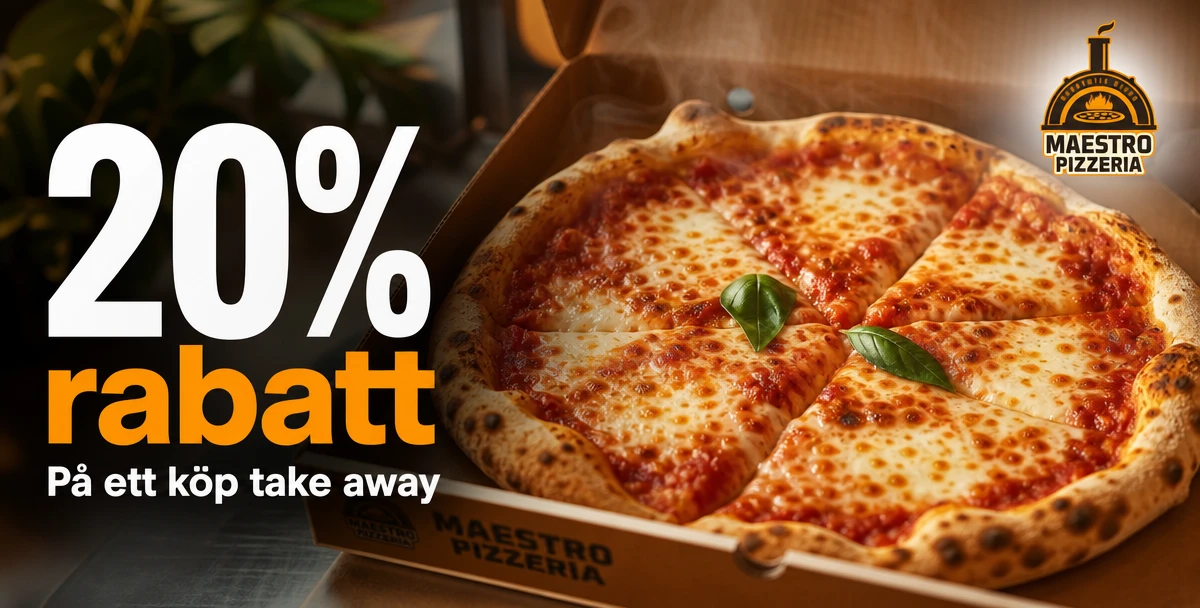Maestro pizzeria Falun – 20% rabatt – På ett köp take away