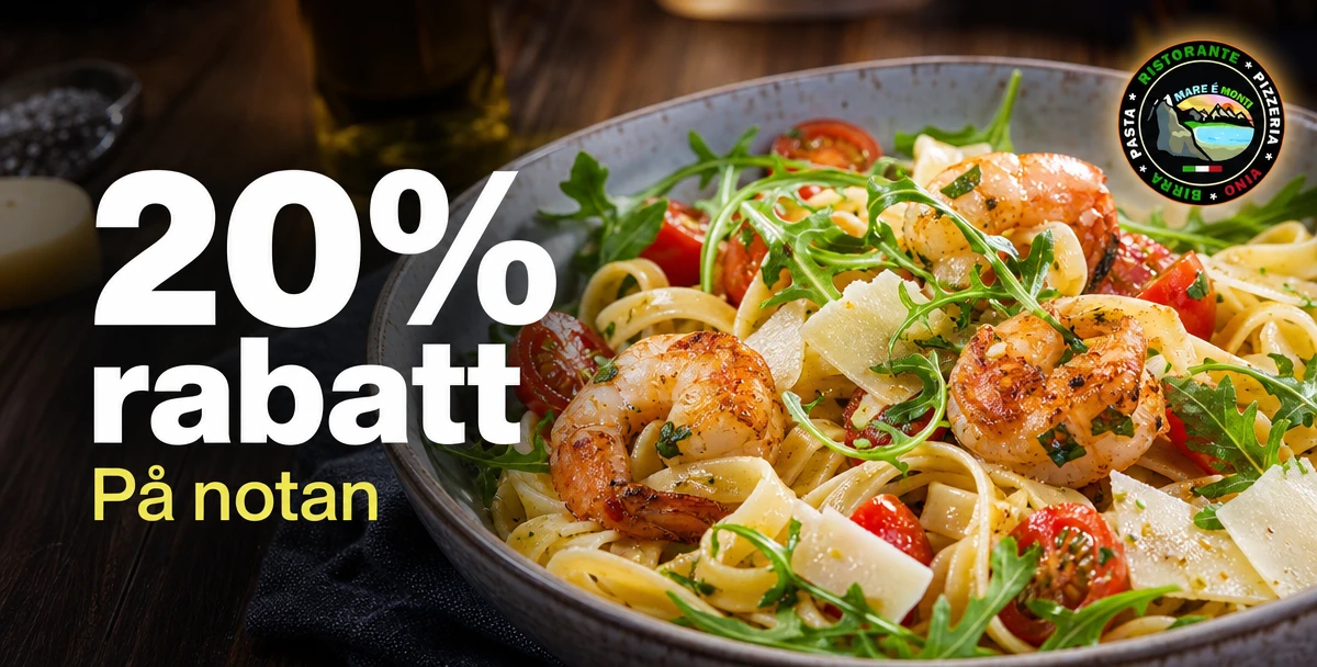 MARE É MONTI – 20% rabatt – På notan