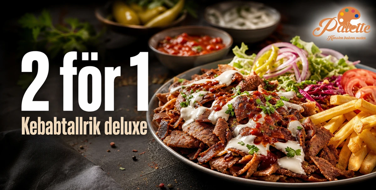Palette Restaurang & Pizzeria – 2 för 1 – Kebabtallrik deluxe