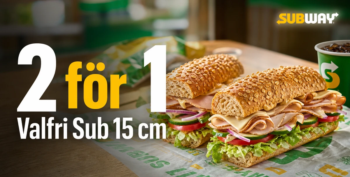 Subway – 2 för 1 – Valfri Sub 15 cm