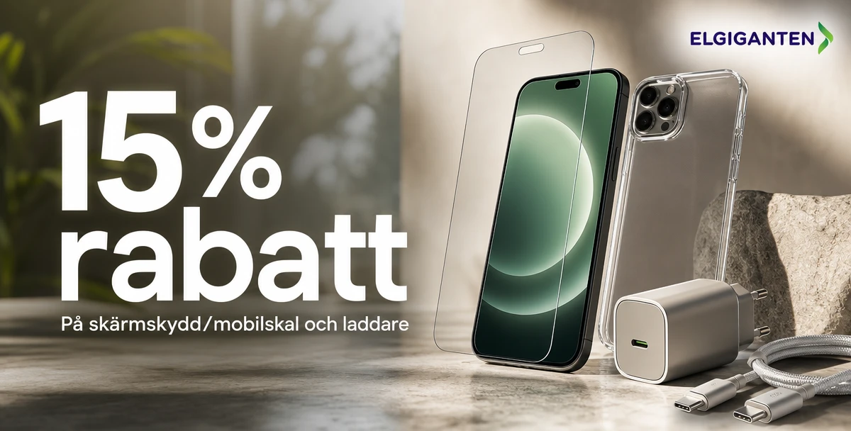 Elgiganten – 15% rabatt – På skärmskydd/mobilskal och laddare