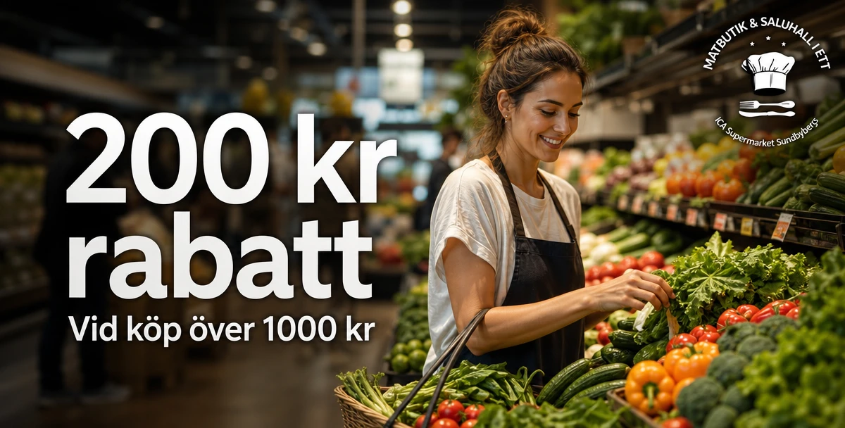ICA Supermarket Sundbyberg – 200 kr rabatt – Vid köp över 1000 kr